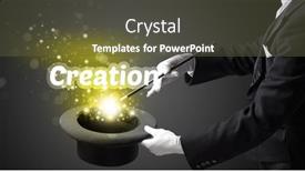  Presentation with illusionist - PPT theme featuring illusionist-is-showing-magic-trick background and a tawny brown colored foreground