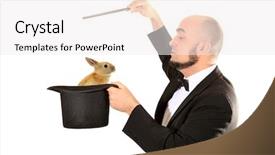  Presentation with magic wand - Theme consisting of illusionist magician with magic wand background and a sky blue colored foreground