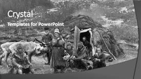  Presentation with regions - PPT theme enhanced with illustrated - rabbit camp in the polar background and a gray colored foreground