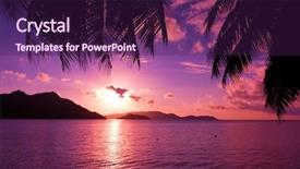  Presentation with purple morning fall - Slides enhanced with illustrated beach - fantasy morning tree background and a violet colored foreground