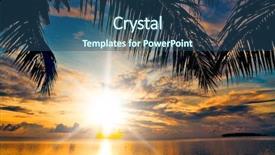  Presentation with calm - Presentation theme consisting of illustrated beach - overhanging branch calm ocean background and a ocean colored foreground