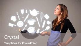  Presentation with accessories - Beautiful slide set featuring illustrated ladies tea - pretty young lady with kitchen backdrop and a  colored foreground