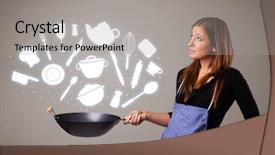  Presentation with kitchen remodelig - Amazing theme having illustrated ladies tea - pretty young lady with kitchen backdrop and a light gray colored foreground