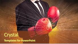  Presentation with successful person - Presentation theme with illustrated power lines and pieces background and a  colored foreground