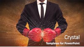  Presentation with successful person - Presentation with illustrated power lines and pieces background and a  colored foreground