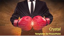  Presentation with successful person - Slide deck consisting of illustrated power lines and pieces background and a  colored foreground