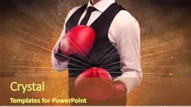  Presentation with successful person - Colorful PPT theme enhanced with illustrated power lines and pieces backdrop and a  colored foreground