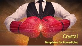  Presentation with successful person - Presentation design with illustrated power lines and pieces background and a  colored foreground