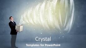  Presentation with powerful - Amazing slides having illustrated powerful whirlwind escaping coming out of empty paper box held by elegant businessman concept backdrop and a seafoam green colored foreground