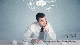  Presentation with magnifying glass - Slide set consisting of illustrated question mark bubble background and a light gray colored foreground