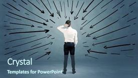  Presentation with decision making - Colorful slide set enhanced with illustrated with drawn arrows pointing backdrop and a ocean colored foreground