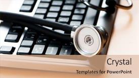  Presentation with keyboard - PPT theme with illustrating concept of digital security background and a coral colored foreground