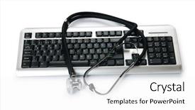  Presentation with keyboard - PPT theme consisting of illustrating concept of digital security background and a white colored foreground