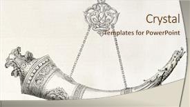  Presentation with old people - Amazing slide deck having paper embossing - decorated drinking horn old illustration backdrop and a sky blue colored foreground