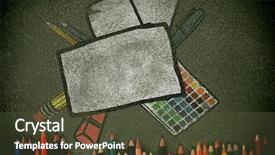  Presentation with colored pencils - Presentation theme enhanced with illustration image of school supplies background and a  colored foreground