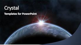  Presentation with earth rising sun illustration - Slide set consisting of illustration of a blue planet background and a black colored foreground