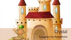  Presentation with bosnia old castle history - Beautiful theme featuring illustration of a castle with an old man near the pot of gold coins on a white background backdrop and a yellow colored foreground