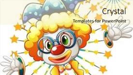  Presentation with fireworks - Slide deck with illustration of a fireworks with a clown on a white background background and a blonde colored foreground