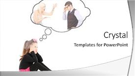  Presentation with memory - Amazing presentation theme having illustration of a little girl recollecting a memory of her parents arguing isolated on white background backdrop and a white colored foreground