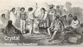  Presentation with old man and his music - Amazing slides having illustration of a man taking backdrop and a gray colored foreground