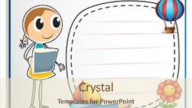  Presentation with notebook page - PPT theme with illustration of a notebook with a sketch of a young girl at the cover page on a white background background and a lemonade colored foreground
