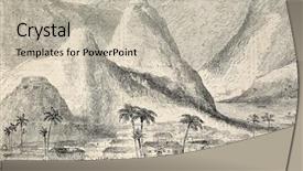  Presentation with indian village - Cool new presentation design with illustration of a small village backdrop and a mint green colored foreground