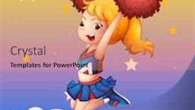  Presentation with red christmas holiday illustration - PPT theme featuring illustration of a young cheerdancer background and a coral colored foreground