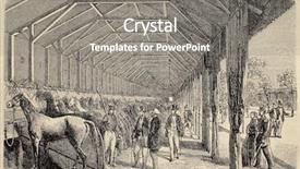  Presentation with agricultural - PPT theme with illustration of agricultural contest horses background and a gray colored foreground