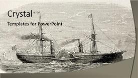  Presentation with sailing ship - Slide set consisting of illustration of american steamer sailing background and a soft green colored foreground