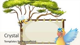  Presentation with bee - PPT theme consisting of illustration of an empty framed background and a soft green colored foreground