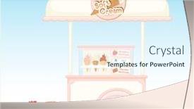  Presentation with cream - Presentation design having illustration of an ice-cream background and a sky blue colored foreground