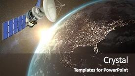  Presentation with solar satellite - Audience pleasing PPT layouts consisting of illustration of blue solar satellite backdrop and a wine colored foreground