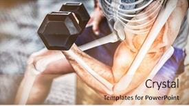  Presentation with office ergonomics man worker exercising - Colorful slide set enhanced with illustration of bones and muscles backdrop and a lemonade colored foreground