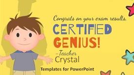  Presentation with congrats - PPT theme enhanced with illustration-of-boy-and-congrats background and a yellow colored foreground