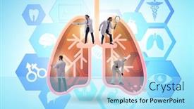  Presentation with lungs - Cool new PPT theme with illustration-of-doctors-examining-patient backdrop and a arctic colored foreground