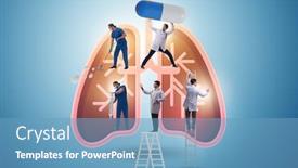  Presentation with lungs - Amazing PPT layouts having illustration-of-doctors-examining-patient backdrop and a teal colored foreground