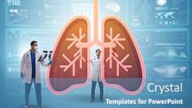  Presentation with lungs - Beautiful theme featuring illustration-of-doctors-examining-patient backdrop and a teal colored foreground