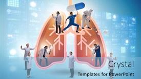  Presentation with lungs - Presentation theme enhanced with illustration-of-doctors-examining-patient background and a light blue colored foreground
