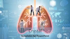  Presentation with lungs - PPT layouts having illustration-of-doctors-examining-patient background and a light blue colored foreground