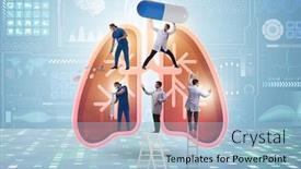  Presentation with lungs - Cool new slides with illustration-of-doctors-examining-patient backdrop and a light blue colored foreground