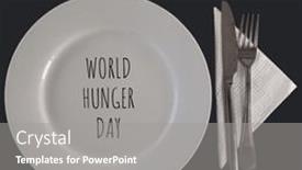  Presentation with world hunger - Presentation design with illustration-of-fork-and-table background and a gray colored foreground