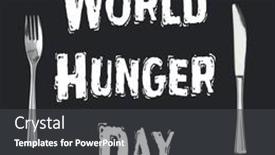  Presentation with world hunger - Slides having illustration-of-fork-and-table background and a dark gray colored foreground