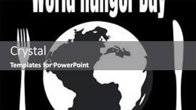  Presentation with world hunger - PPT theme enhanced with illustration-of-fork-and-table background and a dark gray colored foreground
