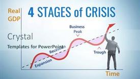  Presentation with crisis - Presentation theme having illustration-of-four-stages background and a sky blue colored foreground