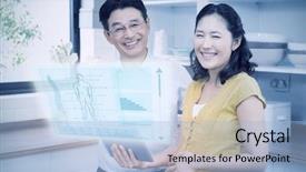  Presentation with human body - Audience pleasing PPT layouts consisting of illustration of human body against happy expectant couple using tablet backdrop and a light blue colored foreground