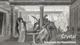  Presentation with old house - Colorful slide deck enhanced with illustration of interior of pompeii backdrop and a gray colored foreground