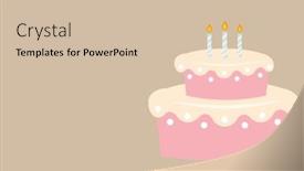  Presentation with children birthday - PPT theme with illustration-of-pink-birthday-cake background and a soft green colored foreground