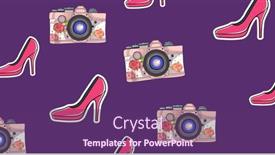  Presentation with cameras - PPT theme with illustration-of-stilettos-and-antiques background and a violet colored foreground