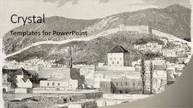  Presentation with engraving - Presentation design featuring illustration of tetouan kasbah morocco background and a  colored foreground