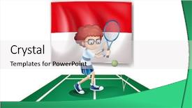  Presentation with tennis - Theme enhanced with illustration of the flag background and a sky blue colored foreground